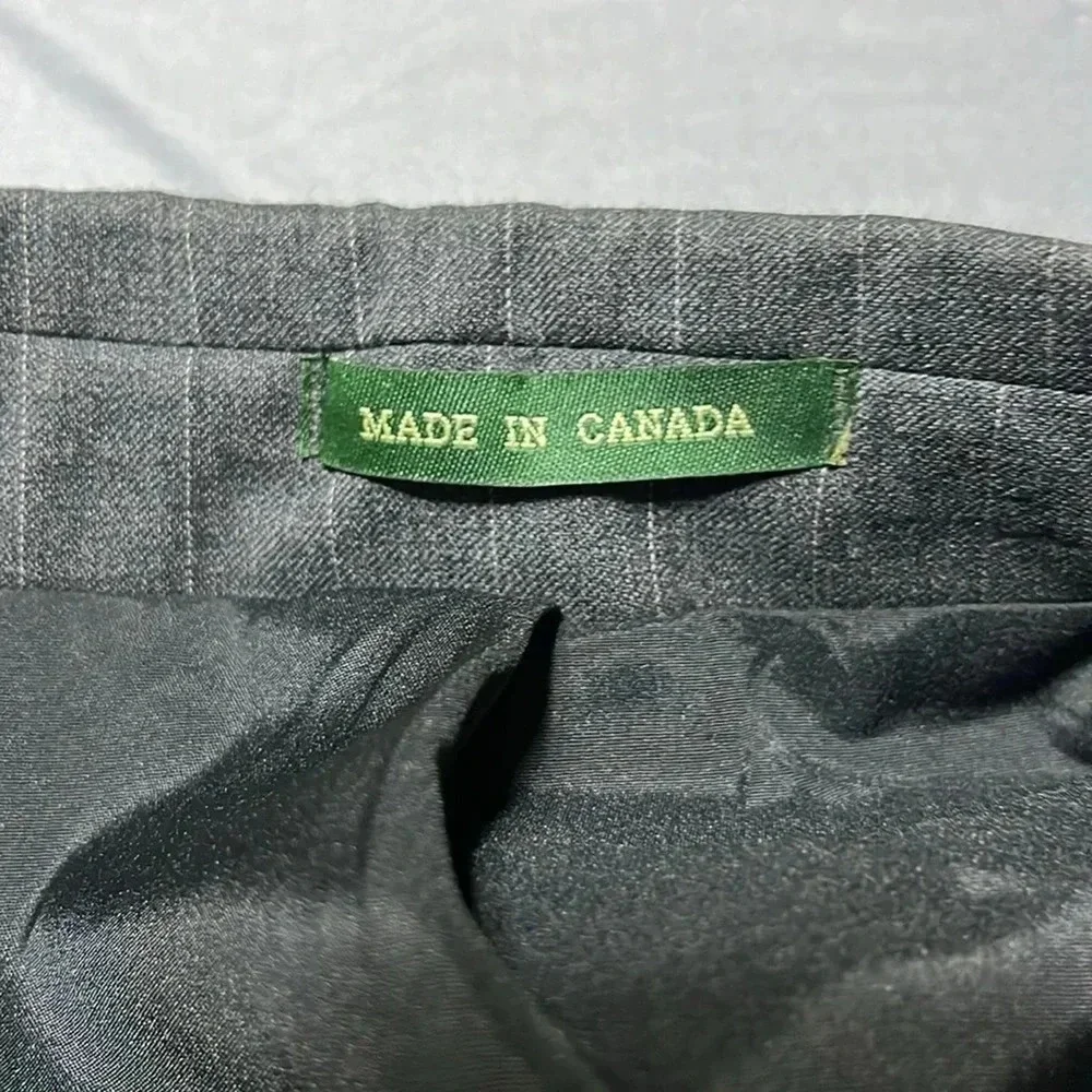 Lauren Ralph Lauren‎ Blazer 46L Grey Pinstripe 100% Wool Two Button Jacket Vtg